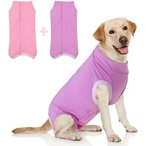 SAWMONG 2 Pack Recovery Suit for Dogs After Surgery, Dog Recovery Suit Soft Polyester, Pet Spay Surgical Suit Female Male, Dog Onesie Body Suit Substitute E-Collar Cone,XL