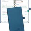 POPRUN 2026 Pocket Planner (Slim Size 3.5'' x 6.5'') Weekly and Monthly Calendar for Purse, with Hourly Time Slots, 100GSM Thick Paper, Spiral Soft Cover, Pen Holder, TJ - Night Sky Blue