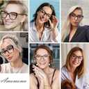 AMOMOMA Trendy TR90 Oversized Blue Light Reading Glasses Women,Stylish Square Cat Eye Glasses AM6031 C1+C6 1.5 x