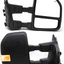 BOOLEE NEW Towing Mirrors fit for 1999-2016 Ford Super Duty F250 F350 F450 F550 Pickup Side Tow Mirrors Heated Power Glass Adjustment Turn Signal LED Auxiliary Light Black Cap Pickup Truck (99-16 F250 350 450 Towing Mirrors Black)