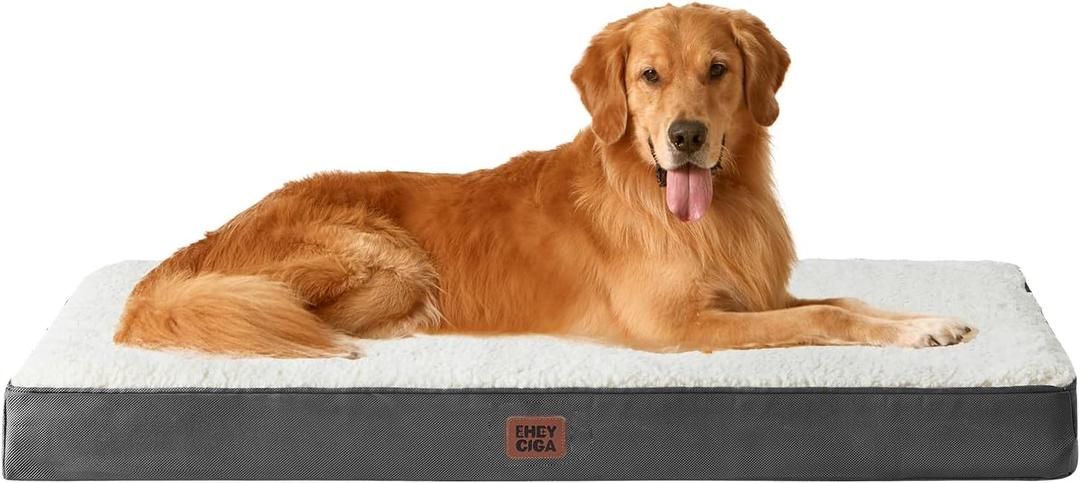 EHEYCIGA Orthopedic XXL Dog Beds for Jumbo Dogs with Removable Washable Cover for Crate, Beige, 47x29