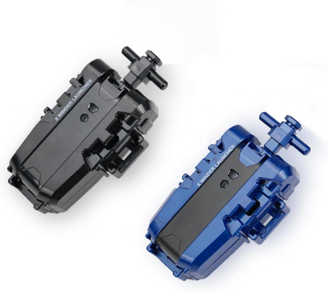 2 Pack X String Launcher, Blade X Gyro Launcher Set for Players Battles, Only Work with X Right Spinning Tops (Blue + Black)
