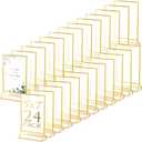 24 Pack Gold Frames Clear Acrylic Double Sided Frames Display Signs Holder Bulk with Stand 2 mm Gold Border for Table Numbers Wedding Restaurant Office Home Photo(5 x 7 Inch, Vertical)