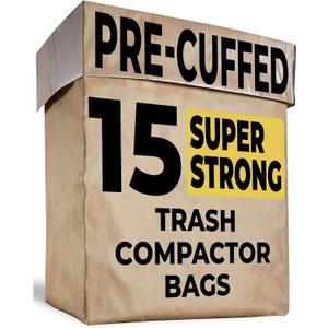 Trash Compactor Bags for Kitchen - 15 PACK - Pre-Cuffed, Super Strong & Heavy Duty Kitchen Trash Bags with Leak Proof Plastic Liner, Fits GE Model Compactors with Rectangular Containers, 
Unit Count	15 Count
Number of Items	15
Item Weight	1.94 kg