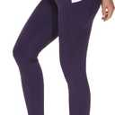 THE GYM PEOPLE Thick High Waist Yoga Pants with Pockets, Tummy Control Workout Running Yoga Leggings for Women (Purple, M)