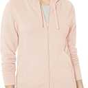 Amazon Essentials womens Fleece Full-Zip Hoodie (Large, Light Pink)