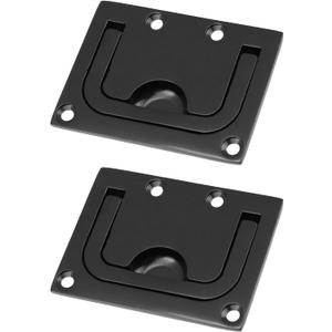 2Pcs 316 Stainless Steel Flush Pull Handle Black Hatch Pull Handle for Deck Marine and Cabinet (2.99 x 2.2inch)