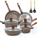 12Pcs Pots and Pans Set, Nonstick Cookware Sets, Non Stick Pots and Pan Set with Frying Pans, Saucepans, Steamer Silicone Shovel Spoon