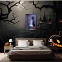 Funny Halloween Ghost On Toilet Canvas Posters Bathroom Ghost Black Cat Wall Art Whimsical Goth Dark Academia Horror Prints Painting For Living Room Bedroom Wall Decor 12x16in Unframed (12L" x 16W", Multi 10)