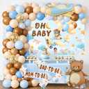 Woodland Animals Baby Shower Decorations Kit - Gender Neutral Forest Party Decor Includes Backdrop Banner, Balloon Garland Arch, Cupcake Toppers, Mom to Be & Dad to Be Sashes for Boy & Girl