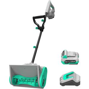 Litheli Cordless Snow Shovel, 20V 12-Inch Battery Powered Snow Thrower, Battery Snow Blower with Auxiliary Handle, with 4.0Ah Li-ion Battery & Charger