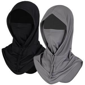 YRANXQUN Ski Mask for Men Women, Balaclava Full Face Head Neck Gaiter Cover, Summer UV Protection Cooling Outdoor (Black Dark Gray, One size) 4 PCS