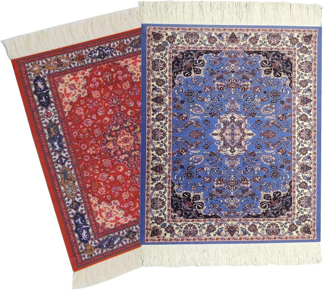Rug Mouse Pad, 2 Pack Woven Rug Bohemian Style Carpet Mouse Pad for Table Dcor (wind)