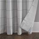 No. 918 Castille Farmhouse Plaid Linen Semi-Sheer Rod Pocket Curtain Panel, 54" x 84", Blue/Linen