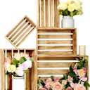 5 Pcs Decorative Wood Crates for Display, 5 Size Large Farmhouse Wooden Basket for Storage Container and Decorations, Rustic Nesting Crates Decor Boxes with Handle