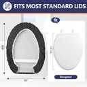 Microfiber Elongated Toilet Seat Cover 19.5"x 15" Machine Washable Solid Toilet Lid Cover Adjustable Rubber Backing Fits Only 18-19.5" L x 14-16" W Elongated Toilet Seat