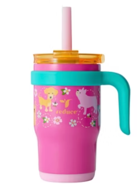 REDUCE 14 Oz Coldee Kids Tumbler with Lid - Coldee Insulated Travel Mug - Spill-Proof, Sweatproof Stainless Steel, BPA-Free - Includes Handle 