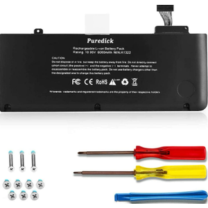 Puredick A1322 A1278 MacBook Pro 13 inch Battery Replacement - Quality Cells, 100% Health, 10.95V 65.7Wh