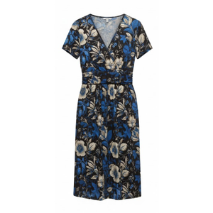 Berydress Sundresses for Women Beach Fashion Short Sleeve Square Neck Flowy Casual Short Smocked Summer Resort Dress with Pockets(M,6203-Navy Flo)