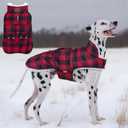 KYEESE Dog Coat Thick Dog Coats for Medium Dogs Soft Dogs Jacket with Pocket Waterproof Pet Clothes for Cold Weather Windproof Pet Coat with Fleece Lined Warm Pet Winter Puffer Coat with Leash Hole (XX-Large, 12#Red Plaid)