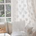 Ivory Lace Curtains 84 Inches Long Vintage Rose with Scalloped Edges Semi Sheer Embroidered Curtains for Living Room, Bedroom Cream Lace Window Sheer Drapes with Rod Pocket, 57"W x 84"L, 2 Panels