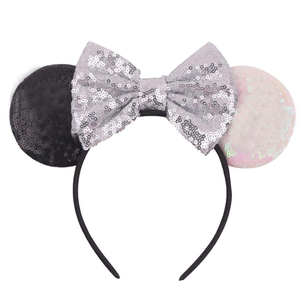 Mouse Ears Headbands Shiny Bows Mouse Ears Glitter Party Princess Decoration Cosplay Costume for Girls Women (star wars/white)