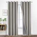 Joydeco 100% Blackout Curtains 84 Inch Length 2 Panels Set, Room Darkening Curtains for Bedroom, Grommets 100% Black Out Textured Thermal Light Blocking Drapes Privacy Protection, 52W x 84L Inch (Greyish White)
