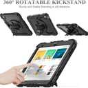 SEYMAC stock Case for iPad (A16) 11th/10th Generation 11''/10.9'' 2025/2022, Full-Body Drop Protection Case with Screen Protector &360 Rotate Hand Strap/Stand, Black