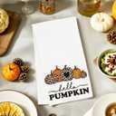 2 x Hello Pumpkin Fall Kitchen Towels Gifts for Women Men, Farmhouse Pumpkin Decor Dish Towels, Autumn Hand Towels Decoration for Bathroom, (16x24 inches)