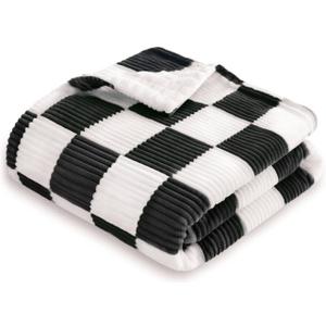 HOMRITAR Black and White Baby Blanket for Boys Ultra Soft Warm Lightweight Toddler Blanket with High Contrast Checkered, 3D Double Layer Fleece for Newborn Visual Touch Sensory 30x40 Inch