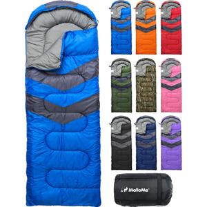 MalloMe Sleeping Bags for Adults Cold Weather & Warm - Backpacking Camping Sleeping Bag for Kids 10-12, Girls, Boys - Lightweight Compact Camping Essentials Gear Accessories Hiking Sleep Must Haves