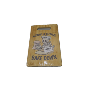  Libre Decorative Bamboo Cutting Board For Kitchen Funny Pun Having A Mental Bake Down Skeleton Baker 