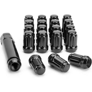 1/2-20 Black Lug Nuts for Jeep Wrangler, 1/2x20 Spline Lug Nuts Fit for 2002-2012 Liberty TJ XJ ZJ CJ5, 1993-2010 Grand Cherokee Aftermarket Tuner Wheels, 6 Spline Alloy Steel Locking Truck Lug Nut