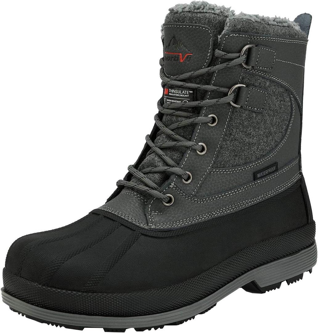 NORTIV 8 Men's Waterproof Winter Snow Boots AVENUE (9, Grey/Black)