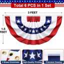 6 Pack USA Pleated Bunting Fan Flags 1.5x3 Ft - American US Flag Bunting for Outside Red White & Blue Patriotic Decor for 250th Anniversary, Memorial Day, Independence Day 4th of July Decorations