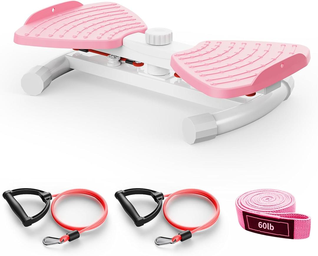 Waist Twister Machine with Resistance Band, Silent Exercise Twist Board for Core & Belly Fat Workout, Non-Slip Home Fitness Disc for Men & Women (Pink)