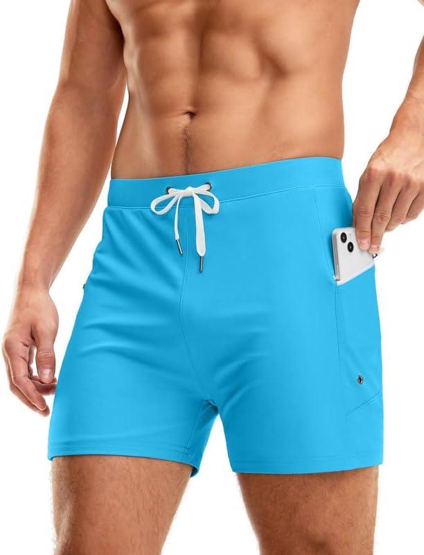 G Gradual Men's Swimsuit Trunks with Zipper Pockets Quick Dry Swimwear Bathing Suit Swim Briefs Board Shorts for Men (Medium)