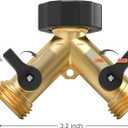 Twinkle Star 2 Pack Garden Hose Splitter 2 Way, Heavy Duty Brass Connector Tap Splitter, Y Connector Brass Garden Hose Adapter with 2 Valves