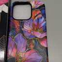 for iPhone 16 Pro Case - Wireless Charging Compatible - Dual-Layer Hard Shell + Silicone Cover - Shockproof Protective Phone Case with Stylish Designs for Women - Blooming Purple Flowers