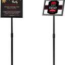 8.5 x 11 Inch Adjustable Pedestal Sign Poster Stand, Heavy Duty Floor Standing Sign Stand Aluminum Snap Open Display Frame for Vertical and Horizontal View Sign Displayed(Black)