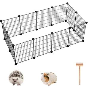 C&AHOME Pet Playpen, Small Animals Supplies, 8 Panels Exercise Playpens Cage, C Grids Portable Yard Fence Indoor, Ideal for Guinea Pigs, Puppy Pet Products, DIY Metal Playpens, 11.7" × 15.7" Black