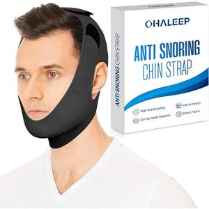 OHELEEP Anti Snore Chin Strap for CPAP Users, Snore Stopper Adjustable, Chin Strap for Sleeping Comfortable Stop Snoring Solution, Anti Snoring Devices Breathable and Reusable, Black, M