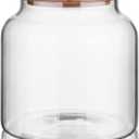 Labina Glass Storage Container Airtight Food Jars Kitchen Canister with Wood Lids, 54 Oz (1600ml) Wide Mouth Pantry Organization Glass Jar for Flour, Sugar, Cookie, Spagetti, Nuts and Candy