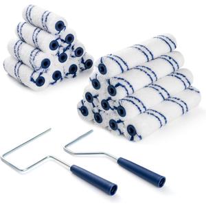 20 Pack Microfiber Paint Roller, 4 Inch and 6 Inch, Small Paint Roller Covers with 2Pcs Anti Rust Metal Roller Frames, Mini Paint Rollers for House Painting, Wall Painting Tool