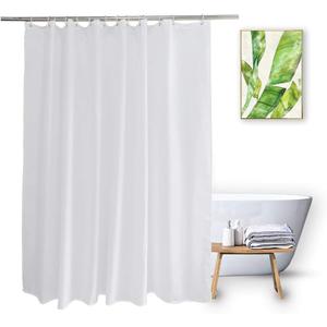Fabric Shower Curtain Liner 72x75 inch White Water Repellent Washable Cloth Shower Curtain Sets for Hotel Spa, 72 x 75 Inch