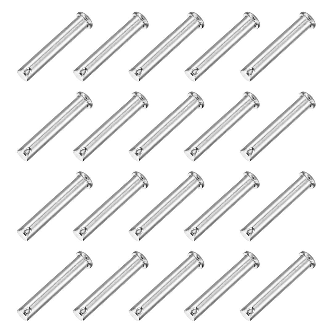 uxcell 20Pcs M10 x 60mm Single Hole Clevis Pins, 304 Stainless Steel Flat Head Hitch Pins for Trailer Latch, Mechanics Repair, Furniture Installation, Industrial Equipment