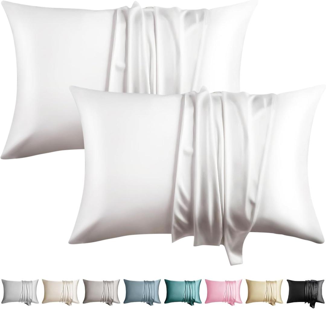 100% Silk Pillowcase for Hair and Skin Toddler Size 2 Pack Mulberry Silk Pillow Case 13 x 18 Inches Highest 6A Silk Kids/Travel Pillow Cover Soft Breathable Cooling with Hidden Zipper, White