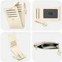Credit Card Slim Wallet for Women and Men, PU Leather Card Holder with KeyChain Ring - 14 Slots & 1 ID Window & 1 Zipper Pocket, Beige