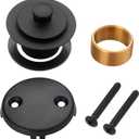 Black Bathtub Tub Drain Conversion Kit Assembly, Wellup Lift and Turn Twist Tub Drain Trim Kit with Two-Hole Overflow Faceplate, Matte Black