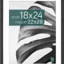 MCS Studio Gallery 22x28 Matted Poster Frame with 18x24 Picture Display, Black Woodgrain Engineered Wood Vertical & Horizontal Wall Hanging Large Picture Frame for Photos, Posters & Art Prints (1-Pack)